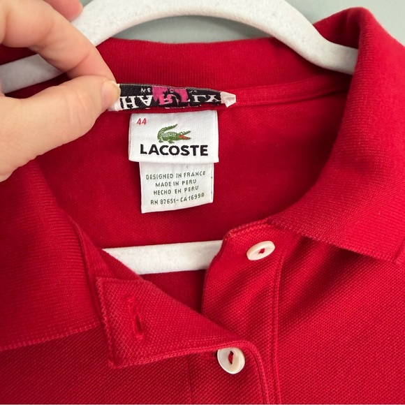 Lacoste Devanlay Vibrant Red Classic Preppy Collared Long Sleeve Polo Shirt - Picture 11 of 15